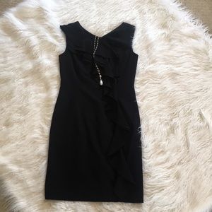 Calvin Klein Black Ruffle Sheath